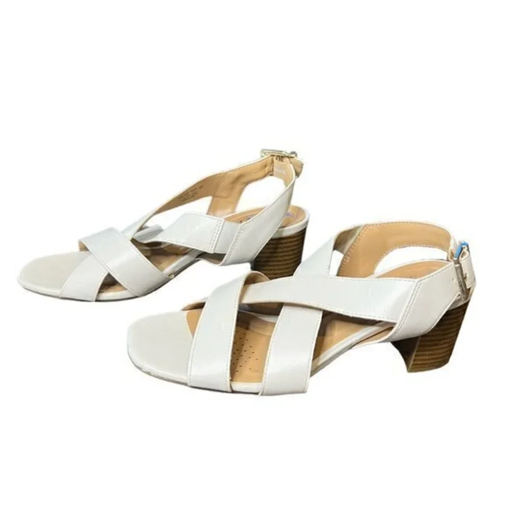 🎉PRICE REDUCED🎉 Abella Tadonna Strappy Sandal Pumps Heels White Size 7.5M‎